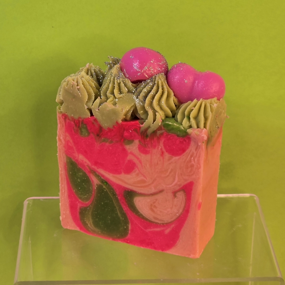 Rainbow Sherbet Organic Cold Process Swirl Soap With Frosting. Handmade